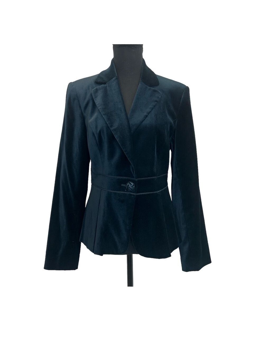 Rafaella blue velvet blazer tailored structured cinched Sz 8